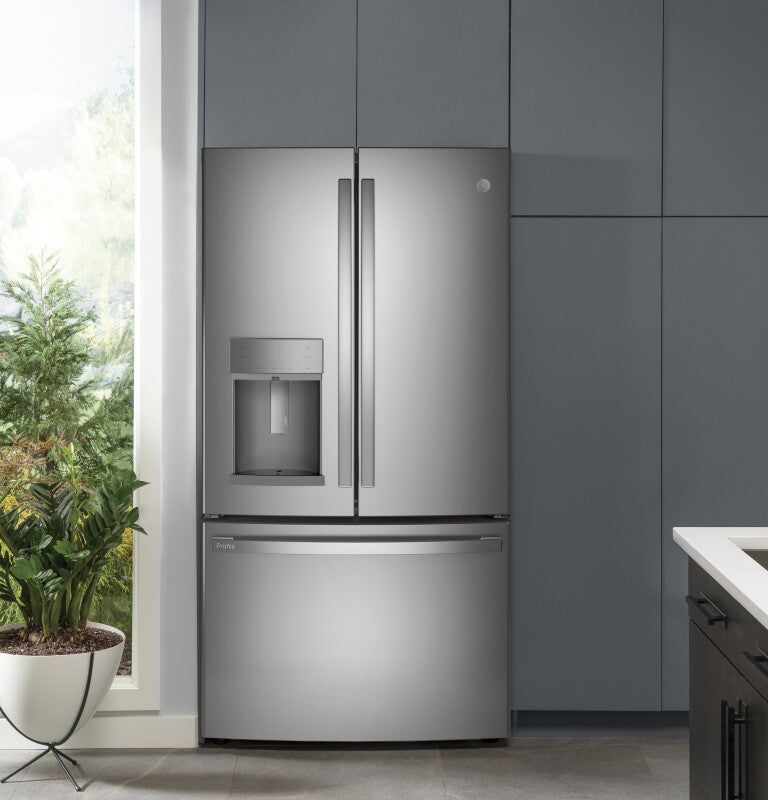 GE Profile  27.7 Cu. Ft. Fingerprint Resistant French-Door Refrigerator with Hands-Free AutoFill - Fingerprint Resistant Stainless Steel (PFE28KYNFS)