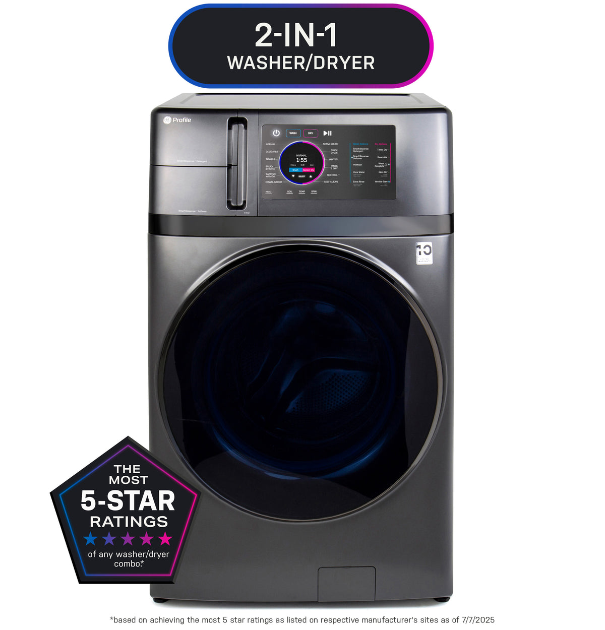 GE Profile  4.8 cu. ft. Capacity UltraFast Combo with Ventless Inverter Heat Pump Technology Washer/Dryer - Carbon Graphite (PFQ97HSPVDS)