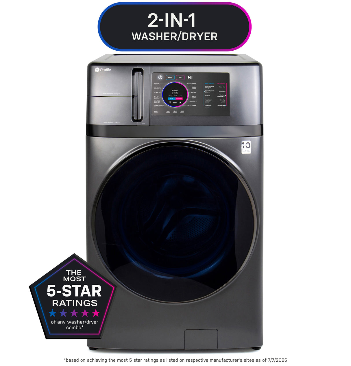 GE Profile  4.8 cu. ft. Capacity UltraFast Combo with Ventless Inverter Heat Pump Technology Washer/Dryer - Carbon Graphite (PFQ97HSPVDS)