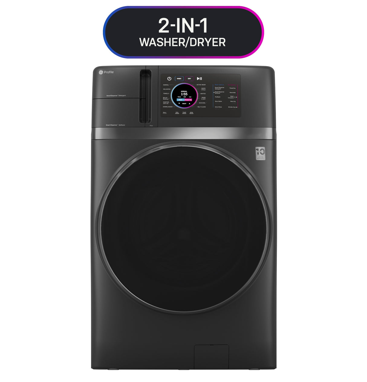 GE Profile  4.8 cu. ft. Capacity UltraFast Combo with Ventless Inverter Heat Pump Technology Washer/Dryer - Carbon Graphite (PFQ97HSPVDS)