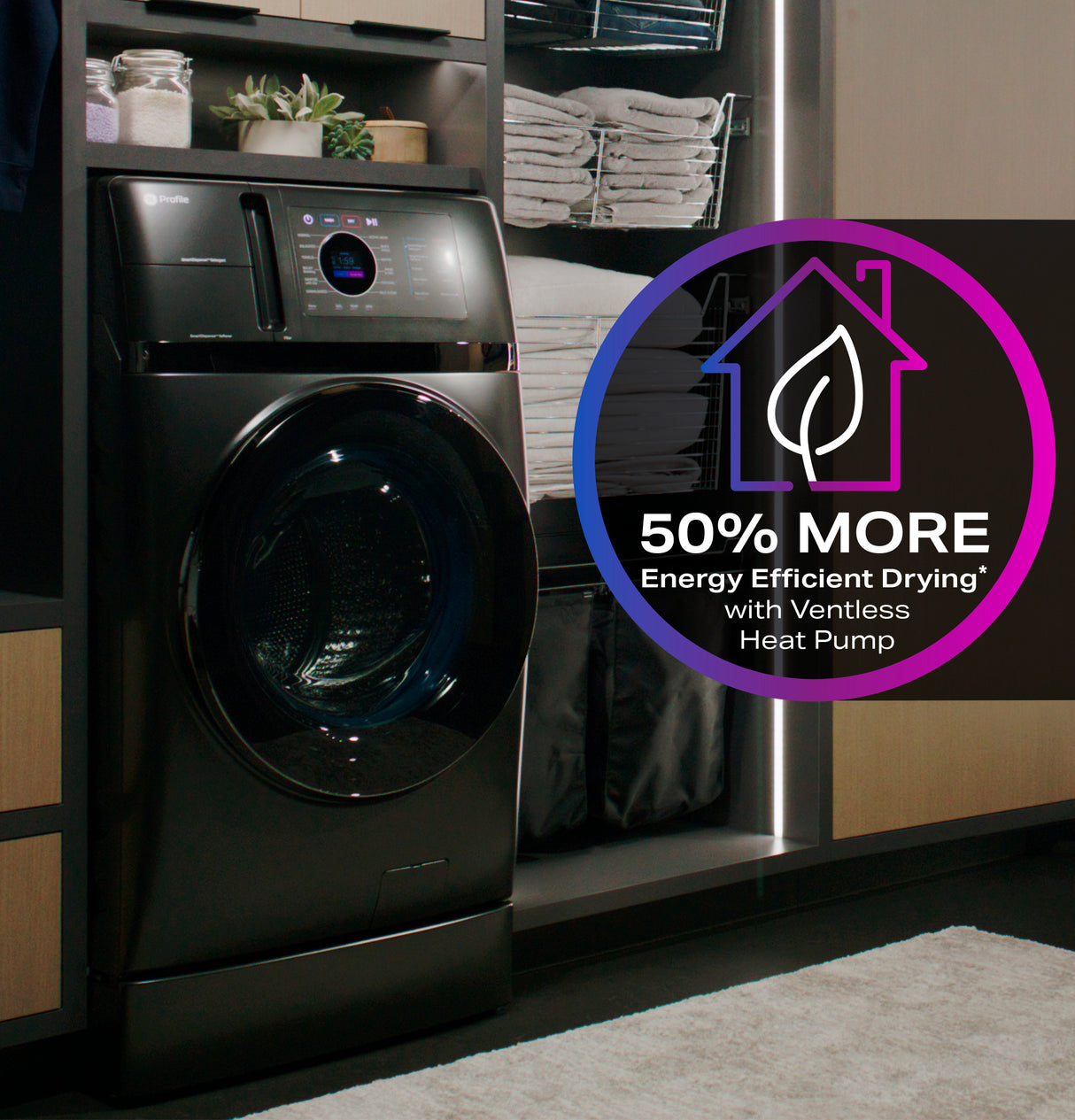 GE Profile  4.8 cu. ft. Capacity UltraFast Combo with Ventless Inverter Heat Pump Technology Washer/Dryer - Carbon Graphite (PFQ97HSPVDS)