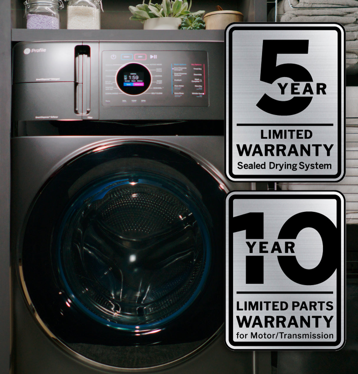 GE Profile 4.8 cu. ft. Capacity UltraFast Combo with Ventless Inverter Heat Pump Technology Washer/Dryer - Carbon Graphite (PFQ97HSPVDS)