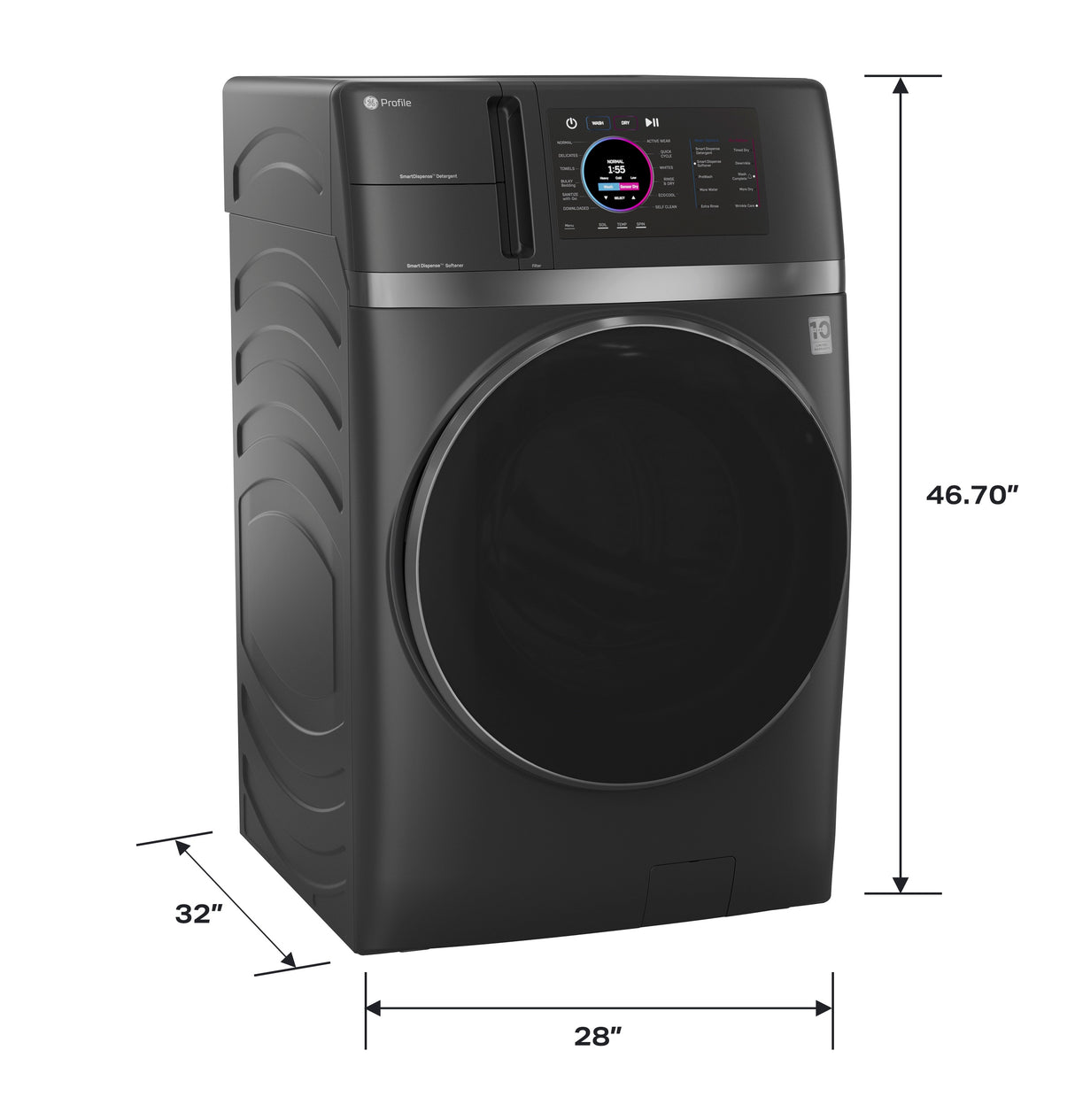GE Profile 4.8 cu. ft. Capacity UltraFast Combo with Ventless Inverter Heat Pump Technology Washer/Dryer - Carbon Graphite (PFQ97HSPVDS)