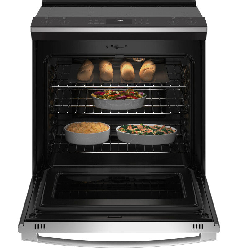 GE Profile  30" Smart Slide-In Fingerprint Resistant Front-Control Induction and Convection Range with No Preheat Air Fry - Fingerprint Resistant Stainless (PHS930YPFS)