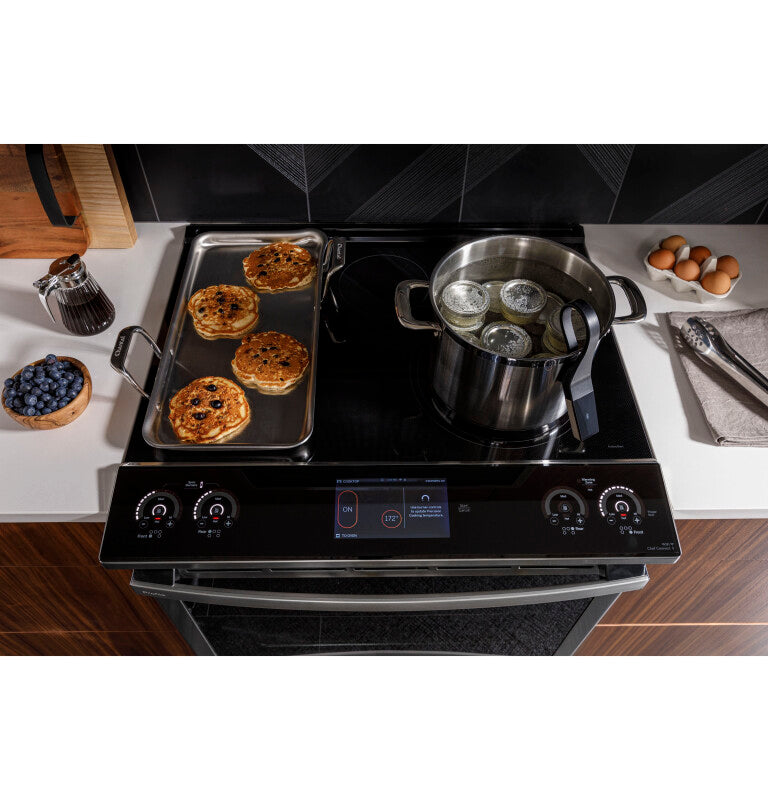 GE Profile  30" Smart Slide-In Fingerprint Resistant Front-Control Induction and Convection Range with No Preheat Air Fry - Fingerprint Resistant Stainless (PHS930YPFS)