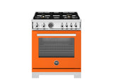 BERTAZZONI  30 inch Dual Fuel Range, 4 Brass Burners, Electric Self-Clean Oven - Arancio (PRO304BFEPART)