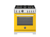 BERTAZZONI  30 inch Dual Fuel Range, 4 Brass Burners, Electric Self-Clean Oven - Giallo (PRO304BFEPGIT)