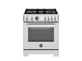 BERTAZZONI  30 inch Dual Fuel Range, 4 Brass Burners, Electric Self-Clean Oven - Stainless Steel (PRO304BFEPXT)