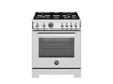 BERTAZZONI  30 inch Dual Fuel Range, 4 Brass Burners, Electric Self-Clean Oven - Stainless Steel (PRO304BFEPXT)