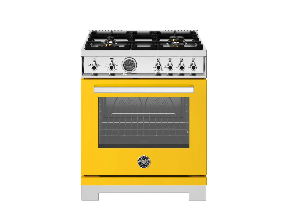 BERTAZZONI  30 inch All Gas Range, 4 Brass Burners - Giallo (PRO304BFGMGIT)
