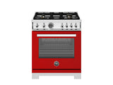 BERTAZZONI  30 inch All Gas Range, 4 Brass Burners - Rosso (PRO304BFGMROT)