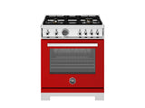 BERTAZZONI  30 inch All Gas Range, 4 Brass Burners - Rosso (PRO304BFGMROT)