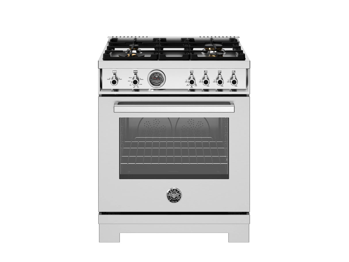 BERTAZZONI  30 inch All Gas Range, 4 Brass Burners - Stainless Steel (PRO304BFGMXT)