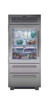 Sub-Zero 36" PRO Refrigerator/Freezer with Glass Door - Right Hinge - Stainless (PRO3650GRH)