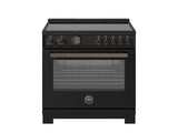 BERTAZZONI  36 inch Induction Range, 5 Heating Zones and Cast Iron Griddle, Electric Self-Clean Oven - Carbonio (PRO365ICFEPCAT)