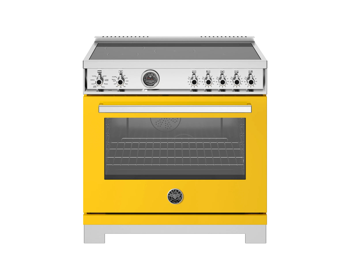 BERTAZZONI  36 inch Induction Range, 5 Heating Zones and Cast Iron Griddle, Electric Self-Clean Oven - Giallo (PRO365ICFEPGIT)