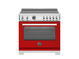 BERTAZZONI  36 inch Induction Range, 5 Heating Zones and Cast Iron Griddle, Electric Self-Clean Oven - Rosso (PRO365ICFEPROT)