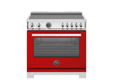BERTAZZONI  36 inch Induction Range, 5 Heating Zones and Cast Iron Griddle, Electric Self-Clean Oven - Rosso (PRO365ICFEPROT)