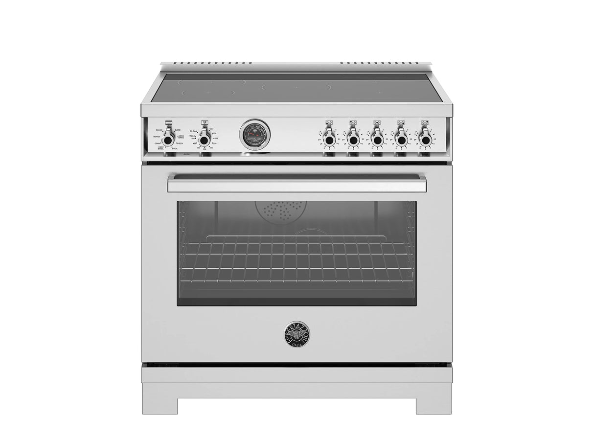 BERTAZZONI  36 inch Induction Range, 5 Heating Zones and Cast Iron Griddle, Electric Self-Clean Oven - Stainless Steel (PRO365ICFEPXT)