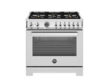 BERTAZZONI  36 inch Dual Fuel Range, 6 Brass Burners and Cast Iron Griddle, Electric Self-Clean Oven - Stainless Steel (PRO366BCFEPXT)