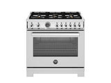 BERTAZZONI  36 inch Dual Fuel Range, 6 Brass Burners and Cast Iron Griddle, Electric Self-Clean Oven - Stainless Steel (PRO366BCFEPXT)