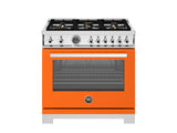 BERTAZZONI  36 inch All Gas Range, 6 Brass Burners and Cast Iron Griddle - Arancio (PRO366BCFGMART)