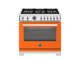 BERTAZZONI  36 inch All Gas Range, 6 Brass Burners and Cast Iron Griddle - Arancio (PRO366BCFGMART)