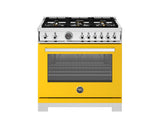 BERTAZZONI  36 inch All Gas Range, 6 Brass Burners and Cast Iron Griddle - Giallo (PRO366BCFGMGIT)
