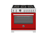 BERTAZZONI  36 inch All Gas Range, 6 Brass Burners and Cast Iron Griddle - Rosso (PRO366BCFGMROT)