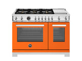 BERTAZZONI  48 inch All-Gas Range 6 Brass Burners and Griddle - Arancio (PRO486BTFGMART)