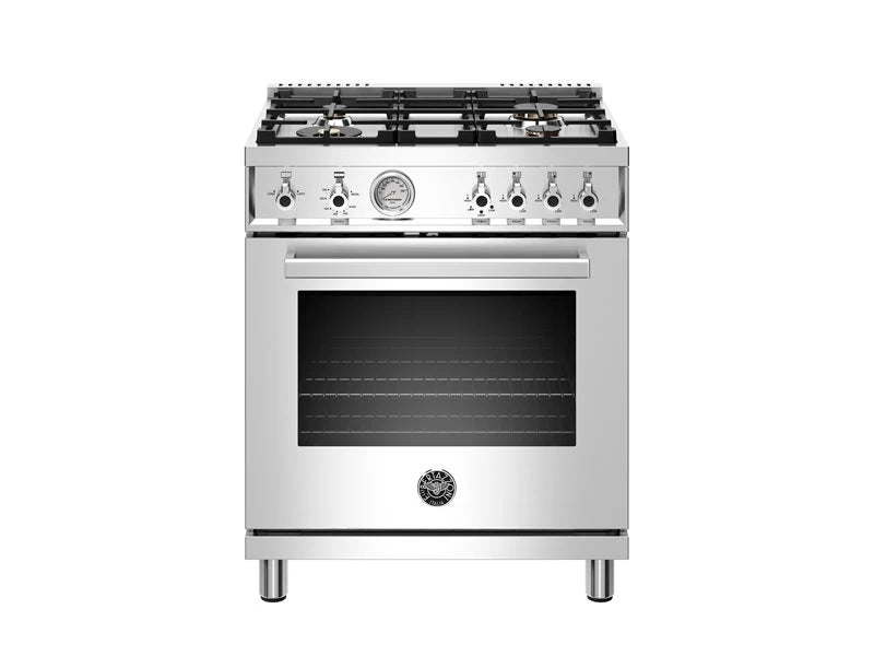 Bertazzoni 30 inch All Gas Range, 4 Brass Burner - Stainless Steel (PROF304GASXT)