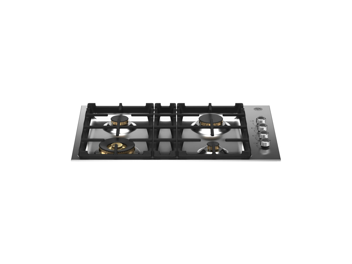 BERTAZZONI  30 Drop-in Gas Cooktop 4 brass burners - Stainless Steel (PROF304QBXT)