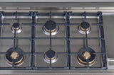 BERTAZZONI  48 Gas Rangetop 6 brass burner + electric griddle - Stainless Steel (PROF486GRTBXT)