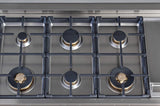 BERTAZZONI  48 Gas Rangetop 6 brass burner + electric griddle - Stainless Steel (PROF486GRTBXT)