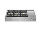 BERTAZZONI  48 Gas Rangetop 6 brass burner + electric griddle - Stainless Steel (PROF486GRTBXT)