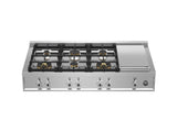 BERTAZZONI  48 Gas Rangetop 6 brass burner + electric griddle - Stainless Steel (PROF486GRTBXT)