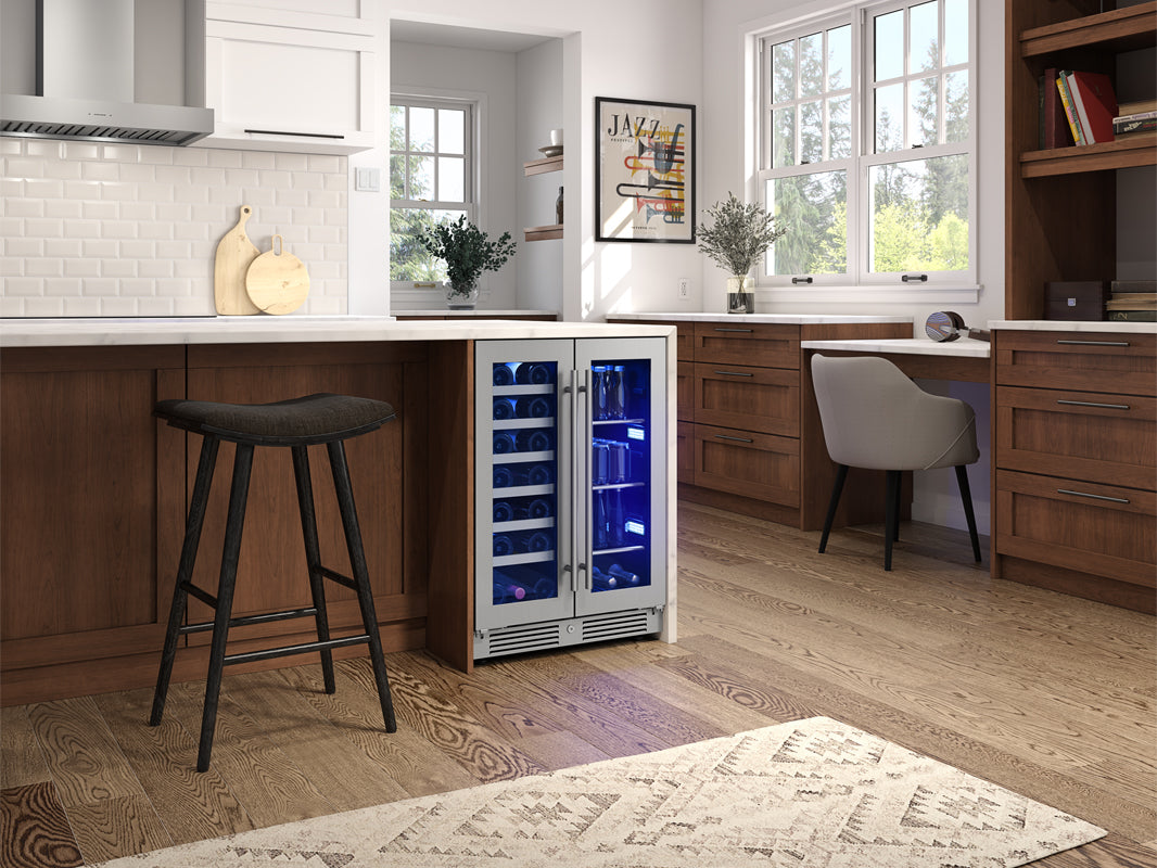 Zephyr  24" French Door Dual Zone Wine & Beverage Cooler - Stainless Steel (PRWB24C32CG)