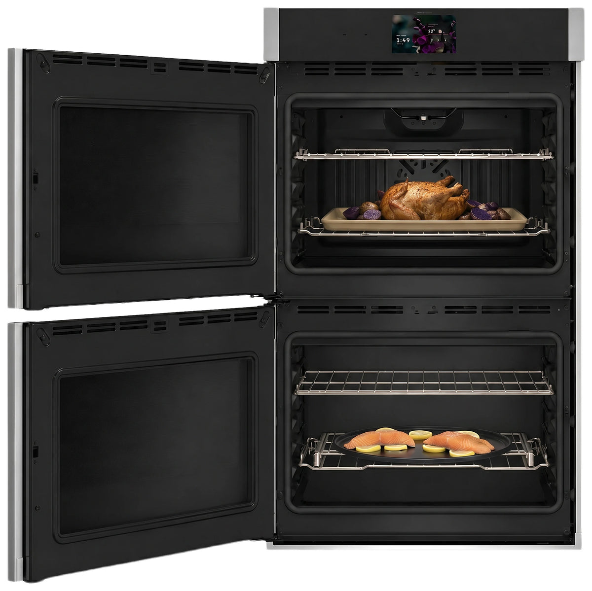 GE Profile  30" Smart Built-In Convection Double Wall Oven with Left-Hand Side-Swing Doors - Stainless Steel (PTD700LSZSS)