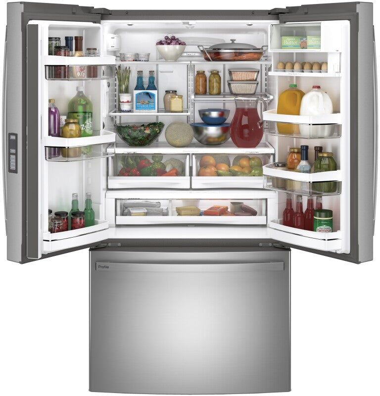GE Profile  23.1 Cu. Ft. Counter-Depth Fingerprint Resistant French-Door Refrigerator - Fingerprint Resistant Stainless Steel (PWE23KYNFS)