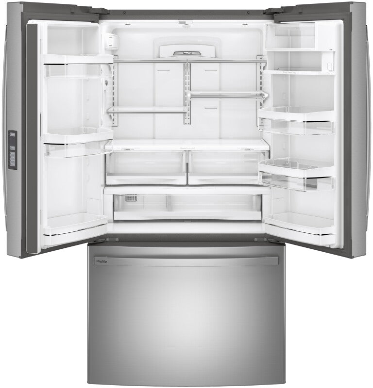GE Profile  23.1 Cu. Ft. Counter-Depth Fingerprint Resistant French-Door Refrigerator - Fingerprint Resistant Stainless Steel (PWE23KYNFS)