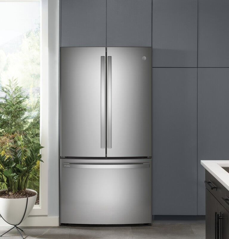 GE Profile  23.1 Cu. Ft. Counter-Depth Fingerprint Resistant French-Door Refrigerator - Fingerprint Resistant Stainless Steel (PWE23KYNFS)