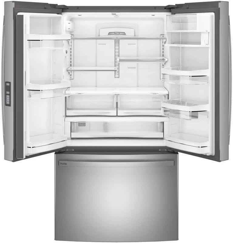 GE Profile 23.1 Cu. Ft. Counter-Depth Fingerprint Resistant French-Door Refrigerator - Gray (PWE23KYNFS)