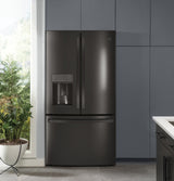 GE Profile 22.1 Cu. Ft. Counter-Depth French-Door Refrigerator with Hands-Free AutoFill - Black Stainless (PYE22KBLTS)
