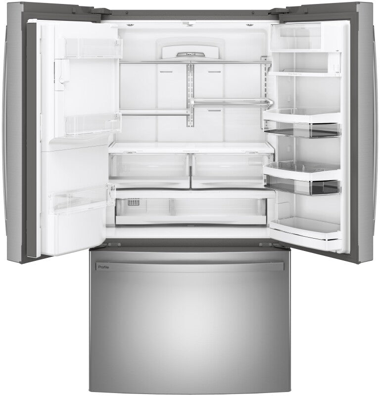 GE Profile  22.1 Cu. Ft. Counter-Depth Fingerprint Resistant French-Door Refrigerator with Hands-Free AutoFill - Fingerprint Resistant Stainless Steel (PYE22KYNFS)