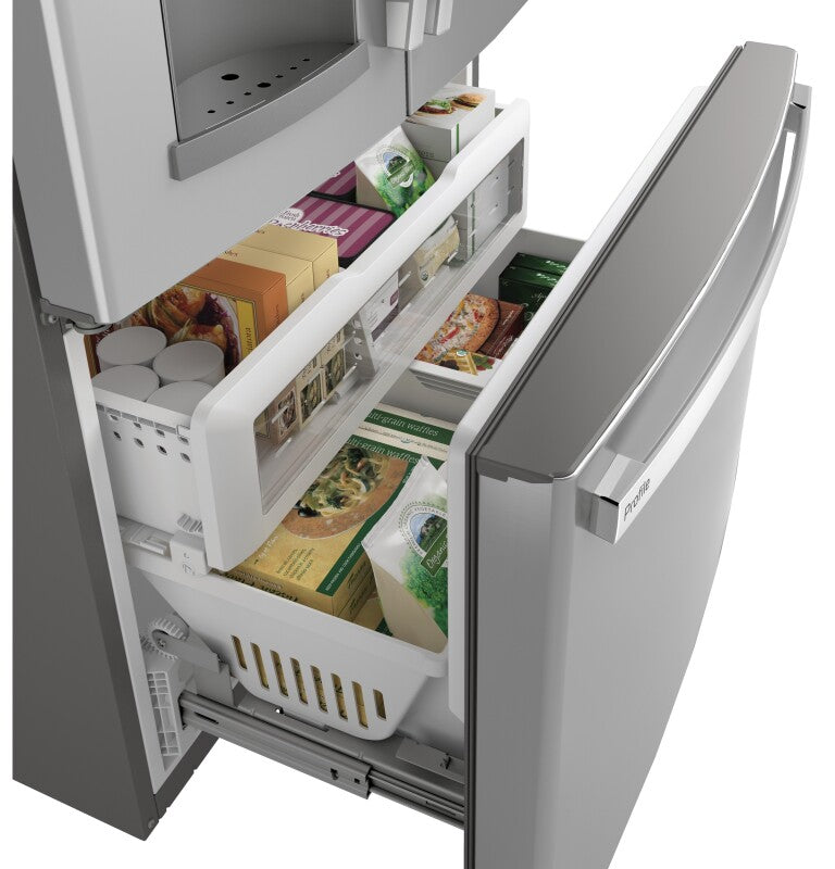 GE Profile  22.1 Cu. Ft. Counter-Depth Fingerprint Resistant French-Door Refrigerator with Hands-Free AutoFill - Fingerprint Resistant Stainless Steel (PYE22KYNFS)