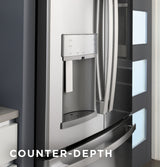 GE Profile  22.1 Cu. Ft. Counter-Depth Fingerprint Resistant French-Door Refrigerator with Hands-Free AutoFill - Fingerprint Resistant Stainless Steel (PYE22KYNFS)