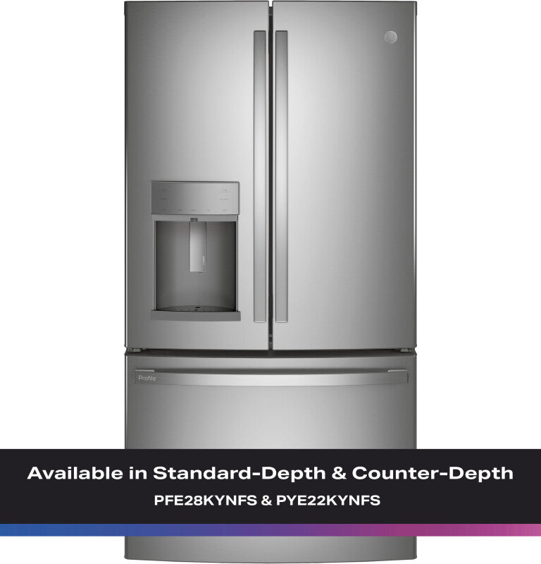 GE Profile  22.1 Cu. Ft. Counter-Depth Fingerprint Resistant French-Door Refrigerator with Hands-Free AutoFill - Fingerprint Resistant Stainless Steel (PYE22KYNFS)