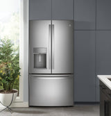 GE Profile  22.1 Cu. Ft. Counter-Depth Fingerprint Resistant French-Door Refrigerator with Hands-Free AutoFill - Fingerprint Resistant Stainless Steel (PYE22KYNFS)