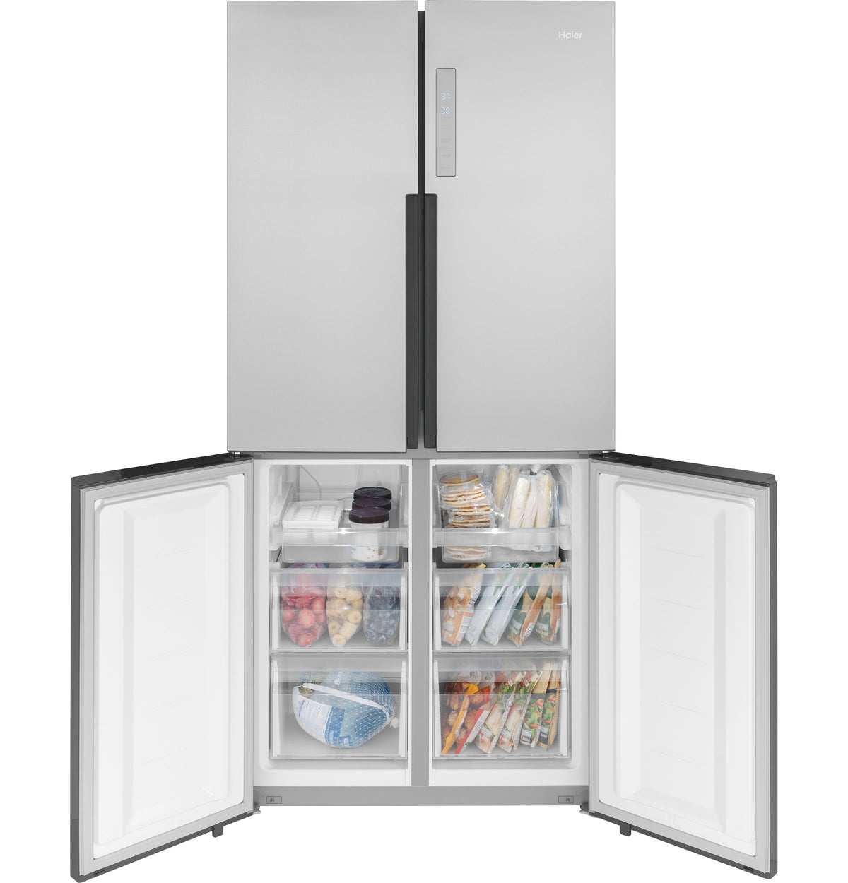 HAIER  Haier 16.8 Cu. Ft. Quad Door Refrigerator - Fingerprint Resistant Stainless (QHE16HYPFS)