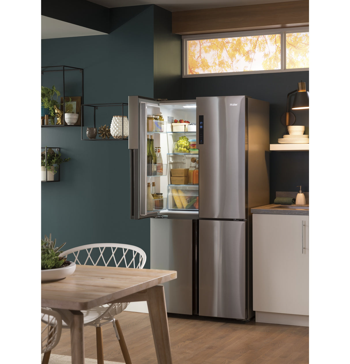 HAIER  Haier 16.8 Cu. Ft. Quad Door Refrigerator - Fingerprint Resistant Stainless (QHE16HYPFS)